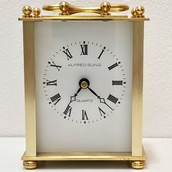 Alfred Sung Gold Table Clock with Handle - Picture 9 of 16